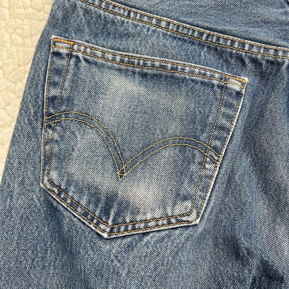 Levi’s 501 Jeans Men’s Size 35x33 (Actual 32x28) Blue Straight Button Fly Grunge - Picture 7 of 15